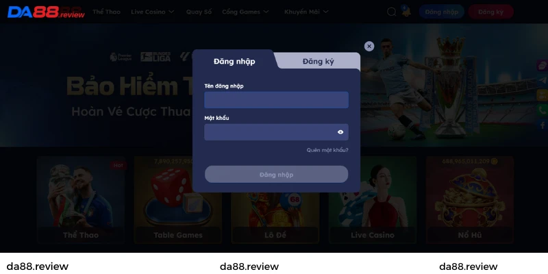Các bước đăng nhập tài khoản tại nhà cái Da88